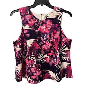 Hal Rubinstein Floral Sleeveless Blouse With Pink & Purple Tropical Print 1X By